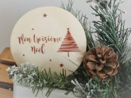 Médaillon en bois personnalisé « Mon premier (deuxiéme,troisième…)Noël »