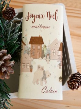 La tablette de chocolat Joyeux Noël (Maitresse, nounou, mamie…) personnalisée