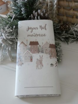 Emballage tablette de chocolat Joyeux Noël (Maitresse, nounou, mamie…) personnalisée